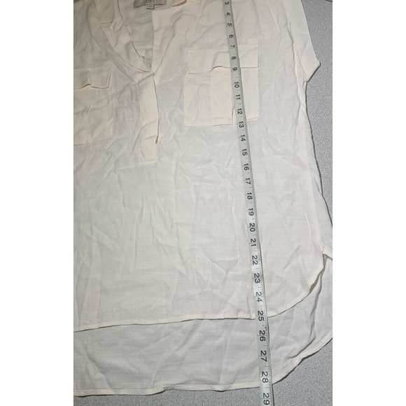 NEW Loft Top Womens Small Beige/Pinkish Tint Short Sleeve Hi Lo Buttons Pockets - Picture 4 of 8